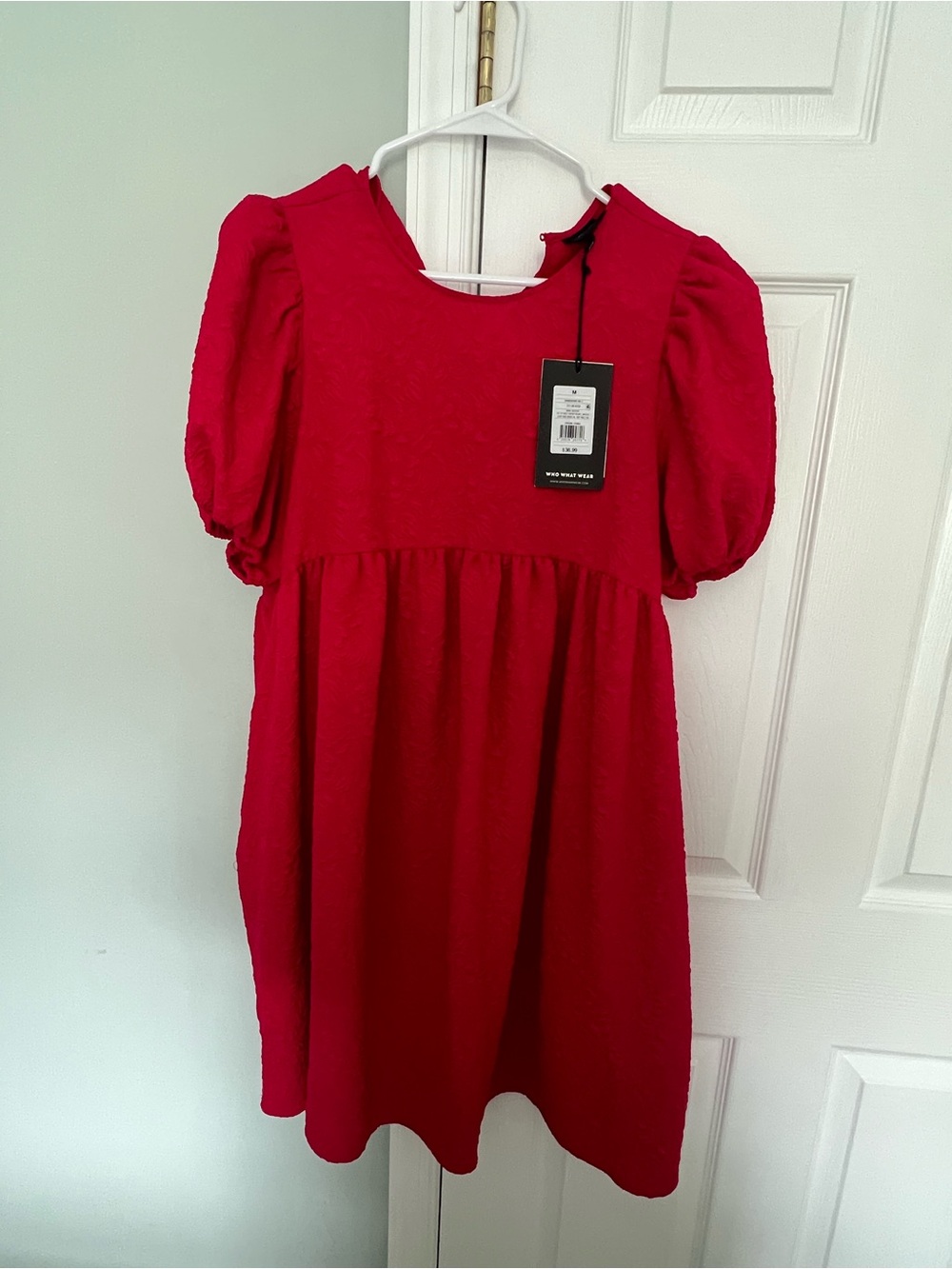 Who What Wear pink Puff-Sleeve Dress